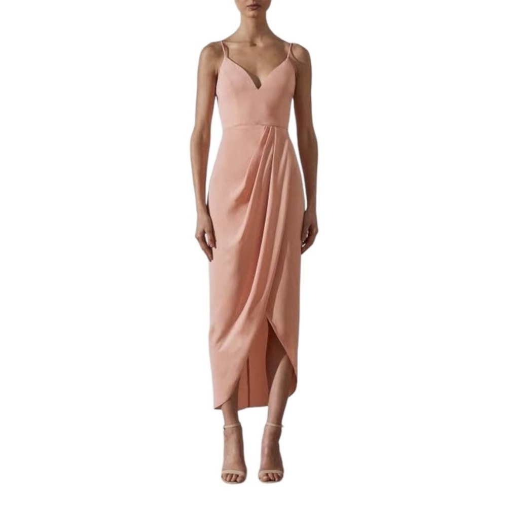 Shona Joy Core Cocktail Draped Dress in Pink Women's Size 2 Bridesmaid Event - Picture 3 of 16